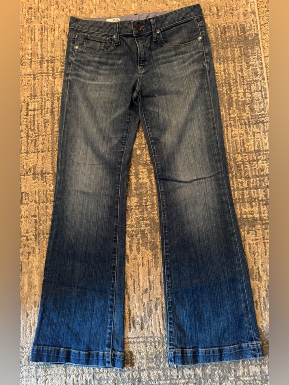 LOFT Indigo Flare Jeans with Faded Highlights